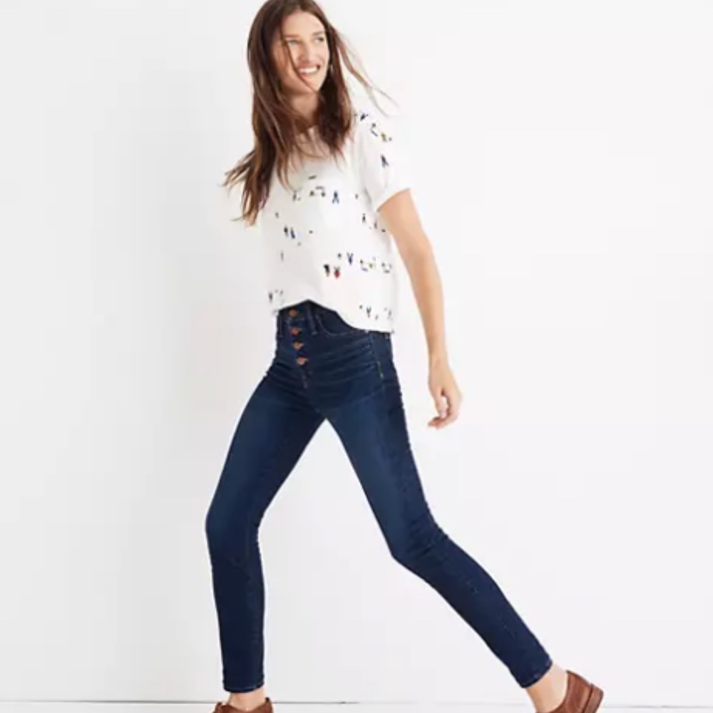 Madewell 30 Tall 9" Mid-Rise Skinny Jeans in Hayes Wash: Button-Front